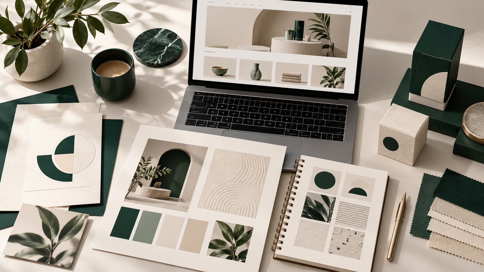 AI-generated illustration: Illustrative website and brand planning materials